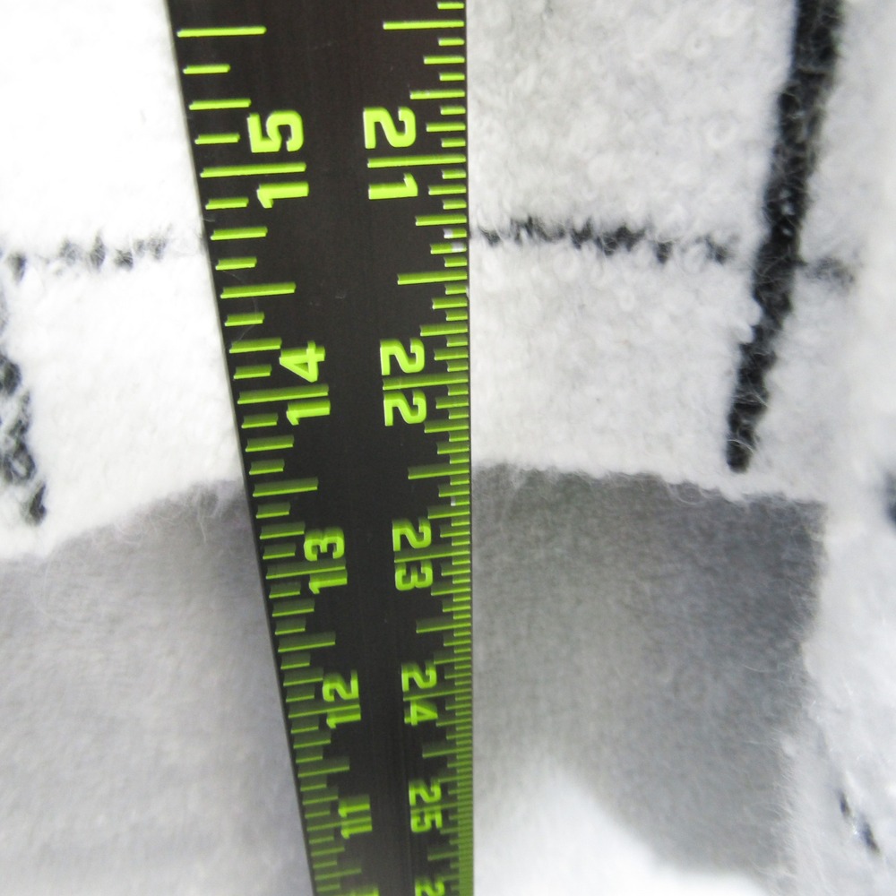 Marled Size XL Boucle Cardigan Jacket Black White Grid Gold Button Fuzzy Soft - Picture 6 of 11